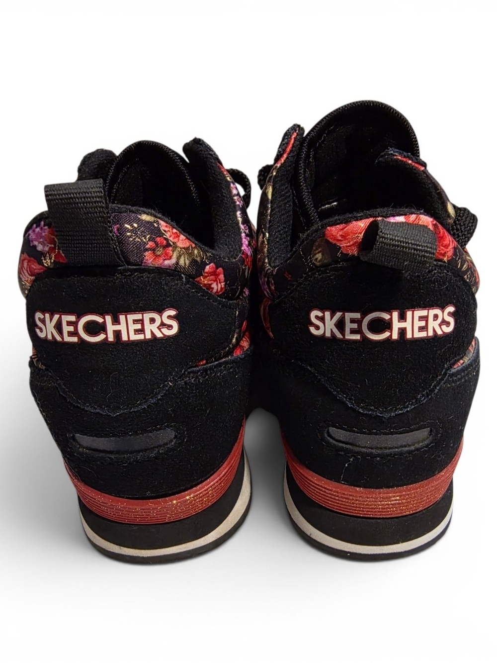 Skechers OG 85 Hollywood Rose Floral Sneakers Women’s Size 8 Black Pink Suede - Picture 4 of 8